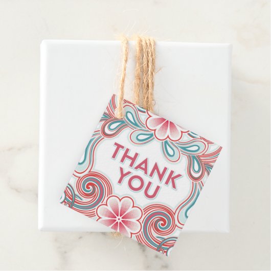 Bedankt cadeau label met retro bloemetjes (In situ)