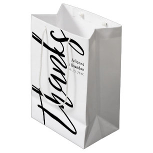 Bedankt Caligrafie Zwart-wit Medium Cadeauzakje