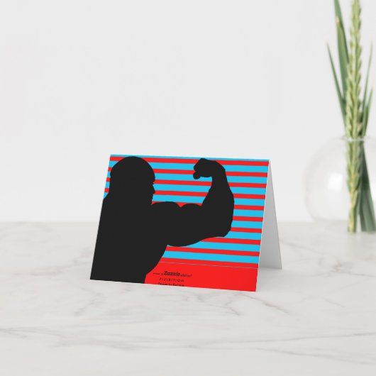Bedankt Card Bodybuilder Blue Stripe (Achterkant)