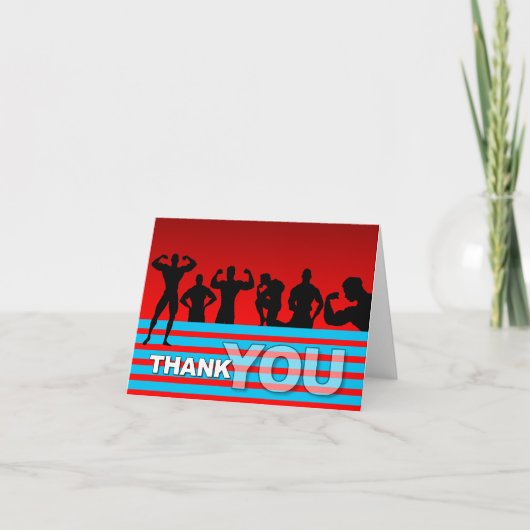 Bedankt Card Bodybuilder Blue Stripe (Voorkant)