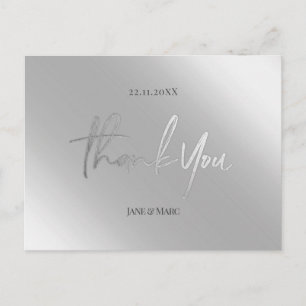Bedankt Cards Faux Silver Metal Folie Briefkaart
