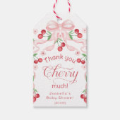 Bedankt Cherry Much Cherry op top baby shower Cadeaulabel (Voorkant)