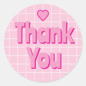 Bedankt Chunky Pink met White Grid Ronde Sticker (Voorkant)