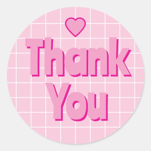 Bedankt Chunky Pink met White Grid Ronde Sticker (Voorkant)