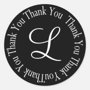 Bedankt Circle Letter "L" - Gepersonaliseerd Ronde Sticker