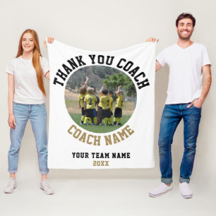 Bedankt Coach met Team Naam Foto Fleece Deken