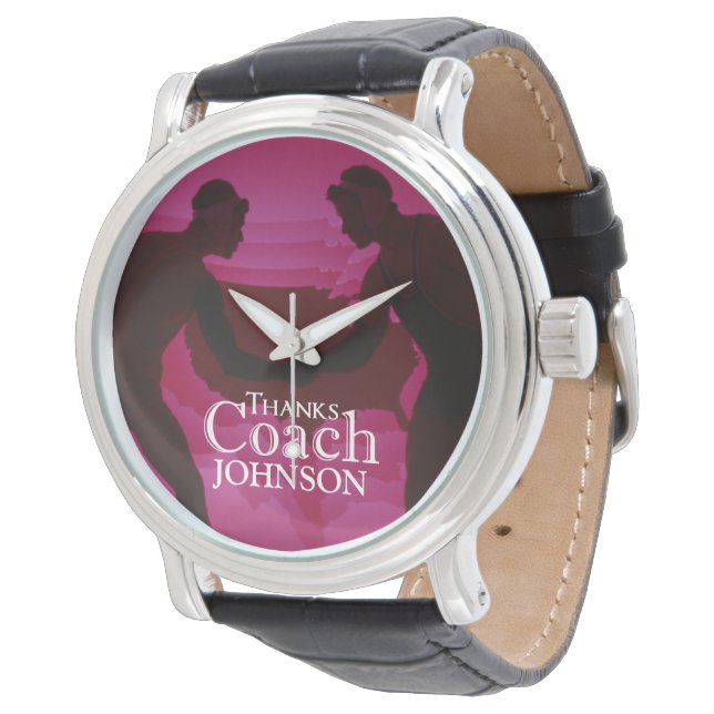 Bedankt Coach Silhouette Red Horloge (Gekanteld)