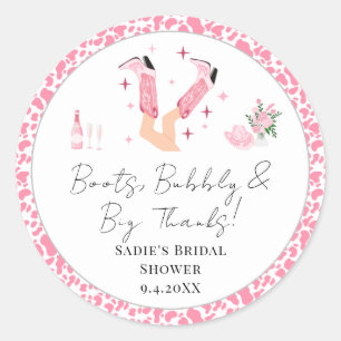 Bedankt Cowboy Boots & Bubbly Vrijgezellenfeest Ronde Sticker