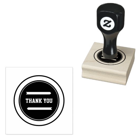 BEDANKT Custom Text Wood Art Classic Black Ink Rubberstempel (Gestempeld)