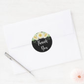 Bedankt Daisy Flowers Black Ronde Sticker (Envelop)
