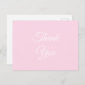 Bedankt, dank u lichtroze wit klassiek briefkaart (Voorkant / Achterkant)
