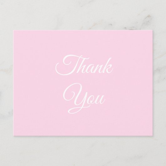 Bedankt, dank u lichtroze wit klassiek briefkaart (Voorkant)