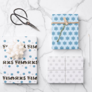 Bedankt Dank u wel Winterpinguins Snowflakes Inpakpapier Vel
