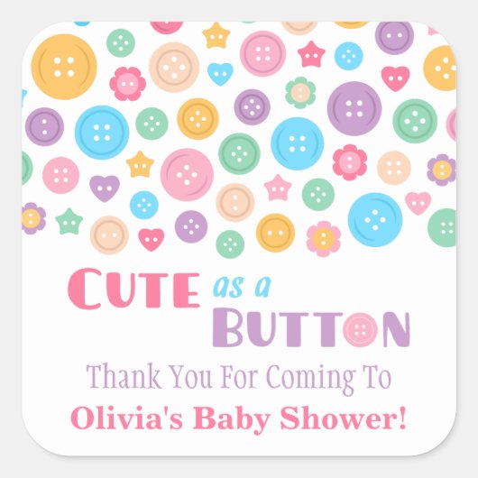 Bedankt dat je als Button Baby shower kunt geniete Vierkante Sticker (Voorkant)