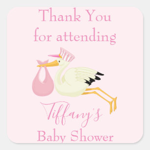 Bedankt dat je baby shower Winkelroze hebt bijgewo Vierkante Sticker
