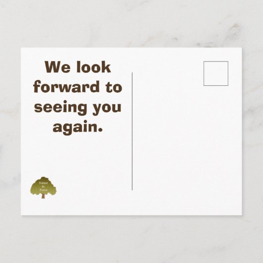 Bedankt dat je bij ons bent gebleven. briefkaart (Achterkant)