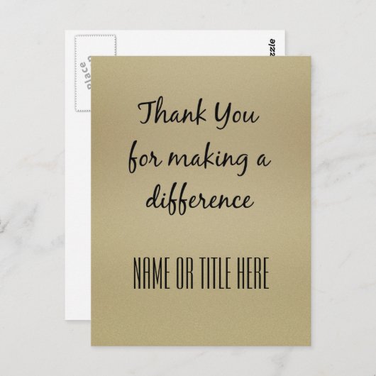 Bedankt dat je een verschil hebt gemaakt briefkaart (Voorkant / Achterkant)