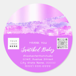 Bedankt dat je Logo QR Code Roze meisje koopt Ronde Sticker
