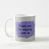 Bedankt dat je met ons Abstracte Paarse grijs blij Koffiemok (Links)