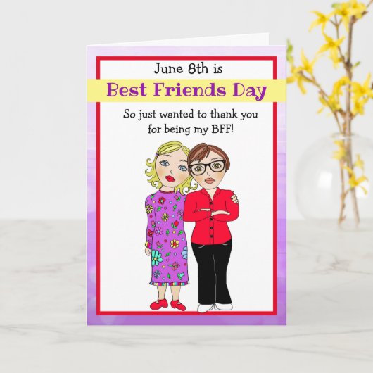 Bedankt dat je mijn beste vriend Paarse Kaart bent (Gele Bloem)