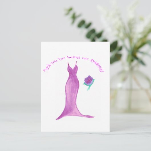 Bedankt dat je mijn bruidsmeisje bent briefkaart (Staand voorkant)