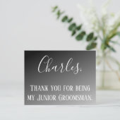 Bedankt dat je mijn Junior Groomsman bent Briefkaart (Staand voorkant)