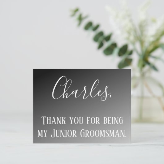Bedankt dat je mijn Junior Groomsman bent Briefkaart (Staand voorkant)