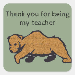 Bedankt dat je mijn leraar artistiek bruin Beer be Vierkante Sticker