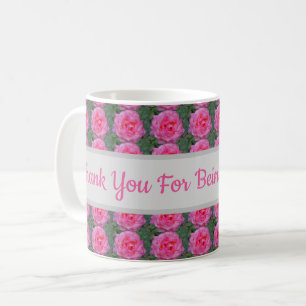 Bedankt dat je mijn leraar roze roze rozenpatroon koffiemok