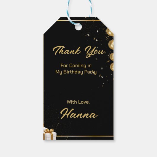 Bedankt dat je naar het feest kwam cadeaulabel (Achterkant)