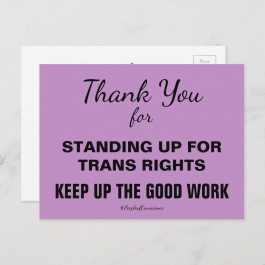 Bedankt dat je opkomt voor Trans People Resist Briefkaart (Voorkant / Achterkant)