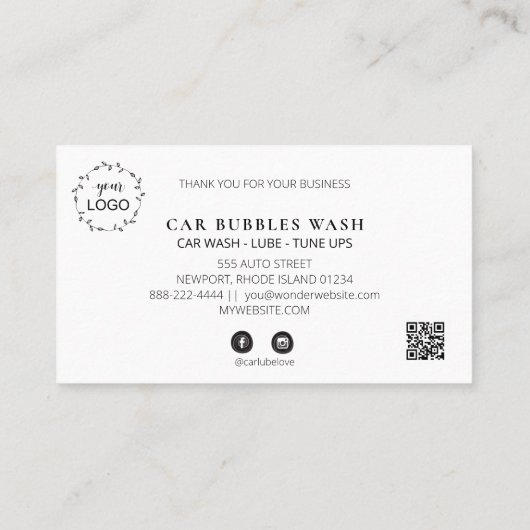 *~* Bedankt dat je QR Car Wash LOGO Simple beloont Klantenkaartje (Achterkant)
