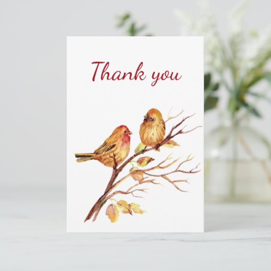 Bedankt dat je Waterverf vogels op boomtak koppelt (Staand voorkant)