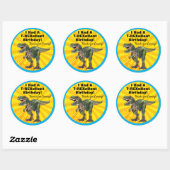 Bedankt Dino T-Rex Dinosaur Birthday Classic Rou Ronde Sticker (Vel)