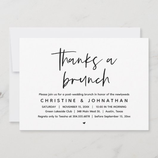 Bedankt een brunch , feest na de bruiloft kaart (Voorkant)