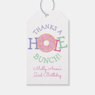 Bedankt een Hole Bunch Donut Meisje Verjaardagsgun Cadeaulabel