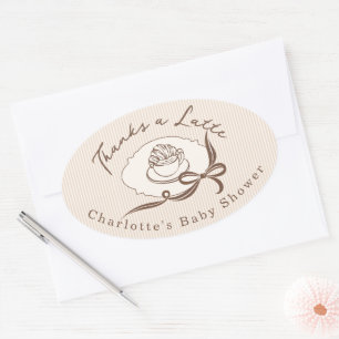 Bedankt Een Latte Cafe Bebe Coffee Boog Baby Showe Ovale Sticker