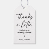 Bedankt een latte koffie leraar waardering cadeaulabel (Voorkant)