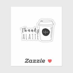 Bedankt een latte koffiezaak logo sticker