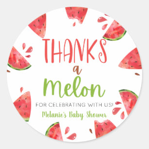 Bedankt Een meloen Watermeloen Baby shower Favor Ronde Sticker