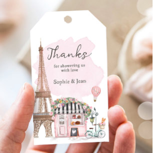 Bedankt Eiffel Paris Parijse Baby shower Cadeaulabel