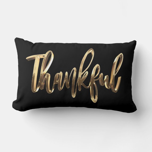 Bedankt Elegant Gold Script Moderne Thanksgiving Kussen (Voorkant)
