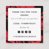 Bedankt Elegant Red & Black Marble Social Media Vierkante Visitekaartje (Achterkant)