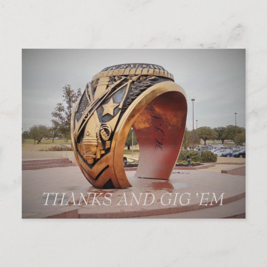 Bedankt en Gig'Em Briefkaart (Voorkant)