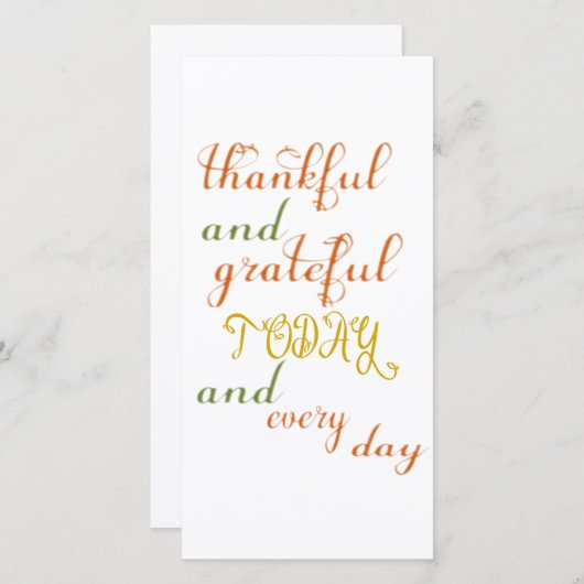 Bedankt en Grateful kaart (Voorkant / Achterkant)