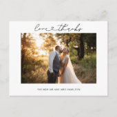 Bedankt en liefhebbers Hart Script Weduwfoto Briefkaart (Voorkant)