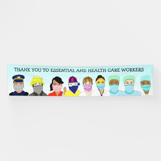 Bedankt essentiële en zorgverleners spandoek (Horizontaal)
