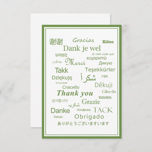 "Bedankt" Expression International Language Bedankkaart (Voorkant / Achterkant)