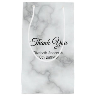 Bedankt Faux White Marble Elegant Verjaardagsfeest Klein Cadeauzakje