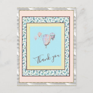 Bedankt Floral Blue Balloon Spark Silver Briefkaart